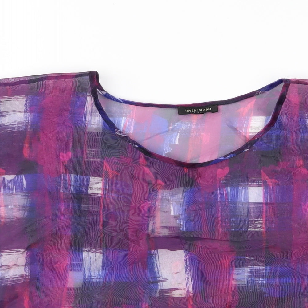 Womens UK Size 14 River Island Purple Basic T-Shirt