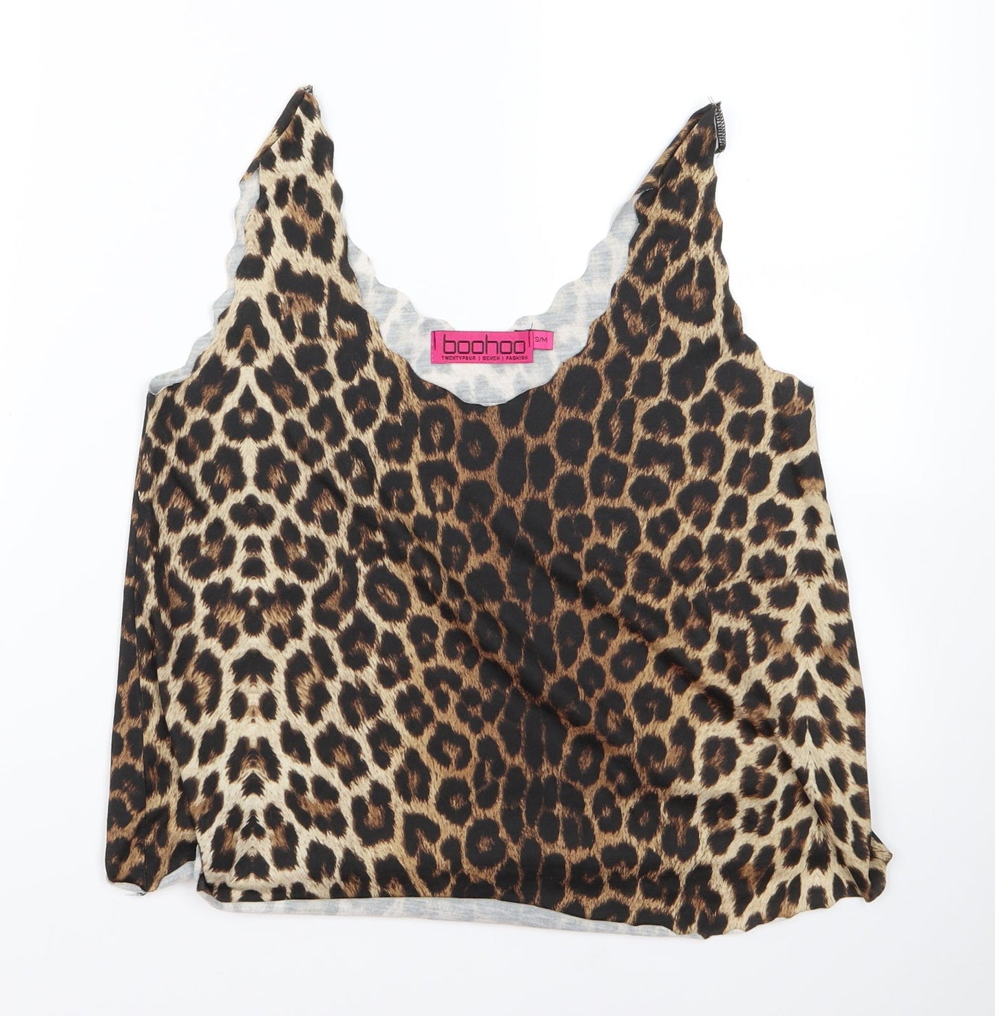 Boohoo Womens Black Animal Print  Basic Tank Size S