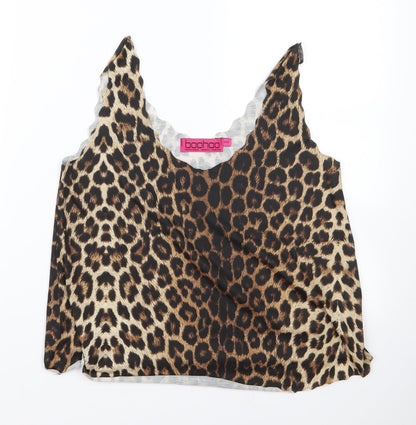 Boohoo Womens Black Animal Print  Basic Tank Size S