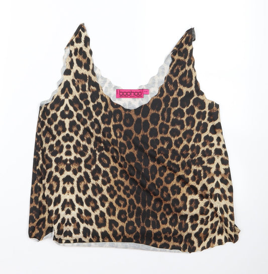 Boohoo Womens Black Animal Print  Basic Tank Size S