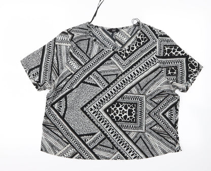 F&F Womens Grey Geometric  Basic T-Shirt Size 12