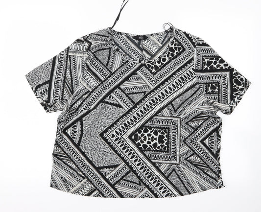 F&F Womens Grey Geometric  Basic T-Shirt Size 12