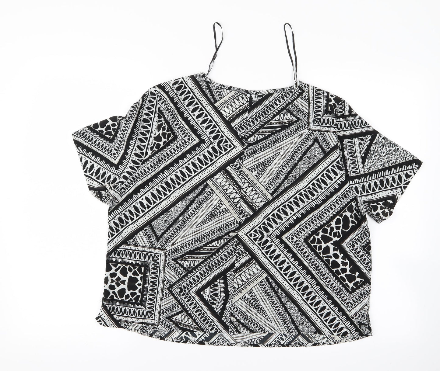 F&F Womens Grey Geometric  Basic T-Shirt Size 12