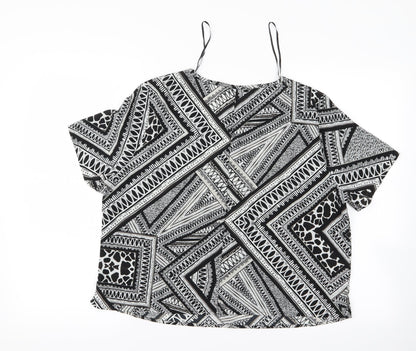 F&F Womens Grey Geometric  Basic T-Shirt Size 12