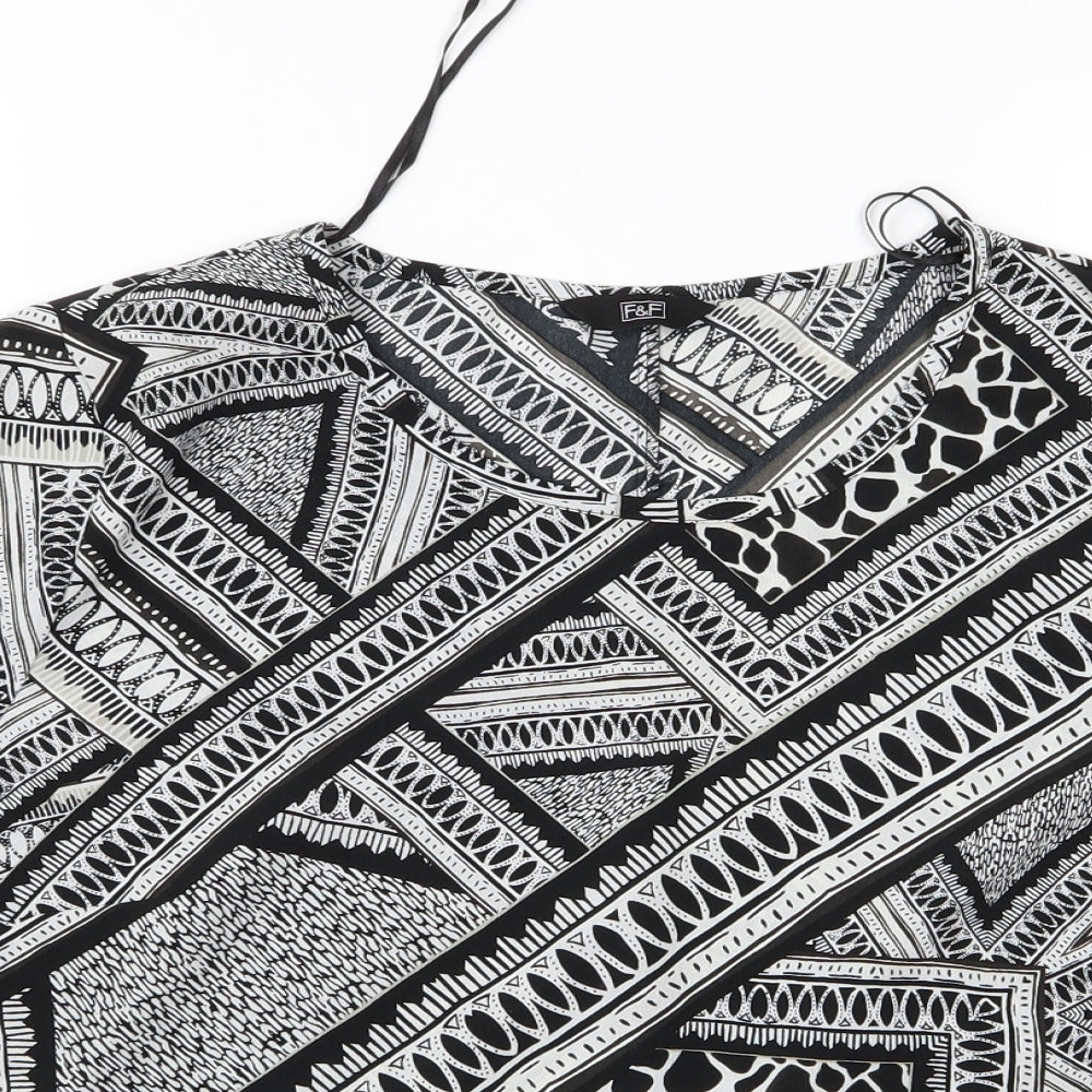 F&F Womens Grey Geometric  Basic T-Shirt Size 12