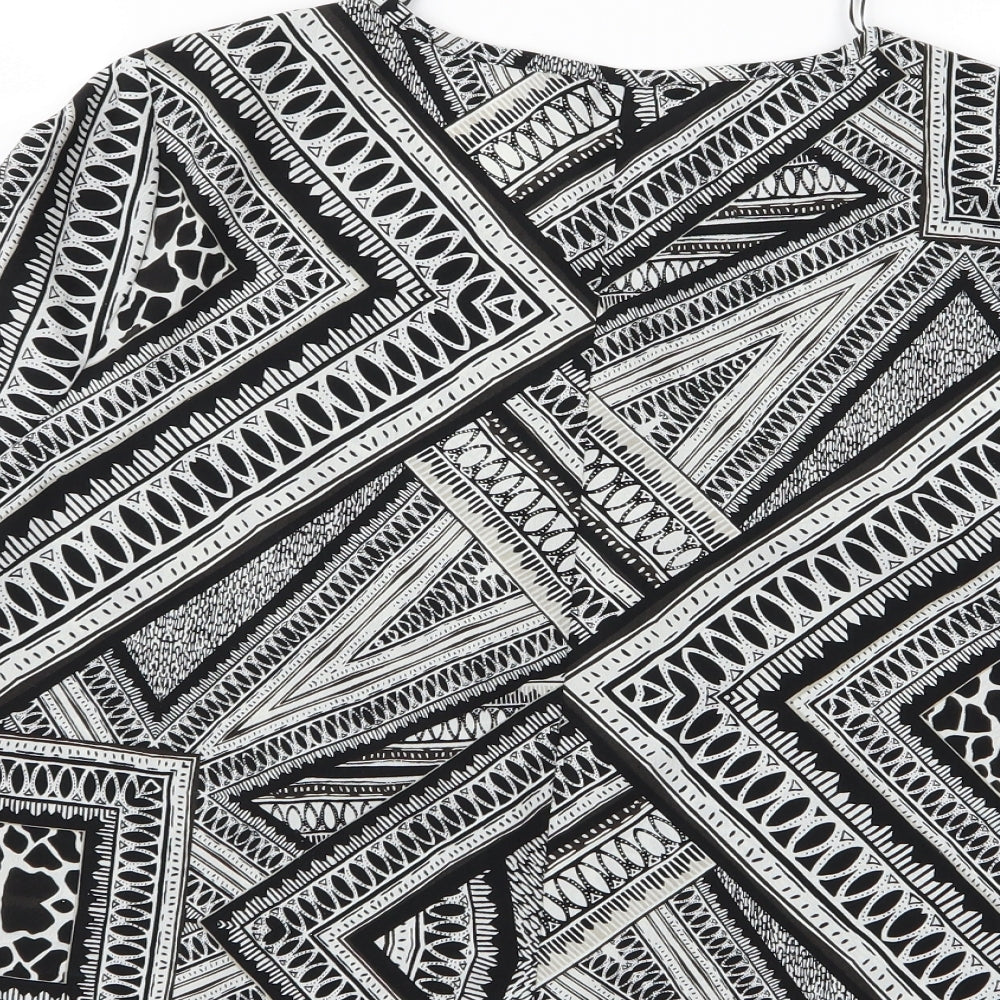 F&F Womens Grey Geometric  Basic T-Shirt Size 12