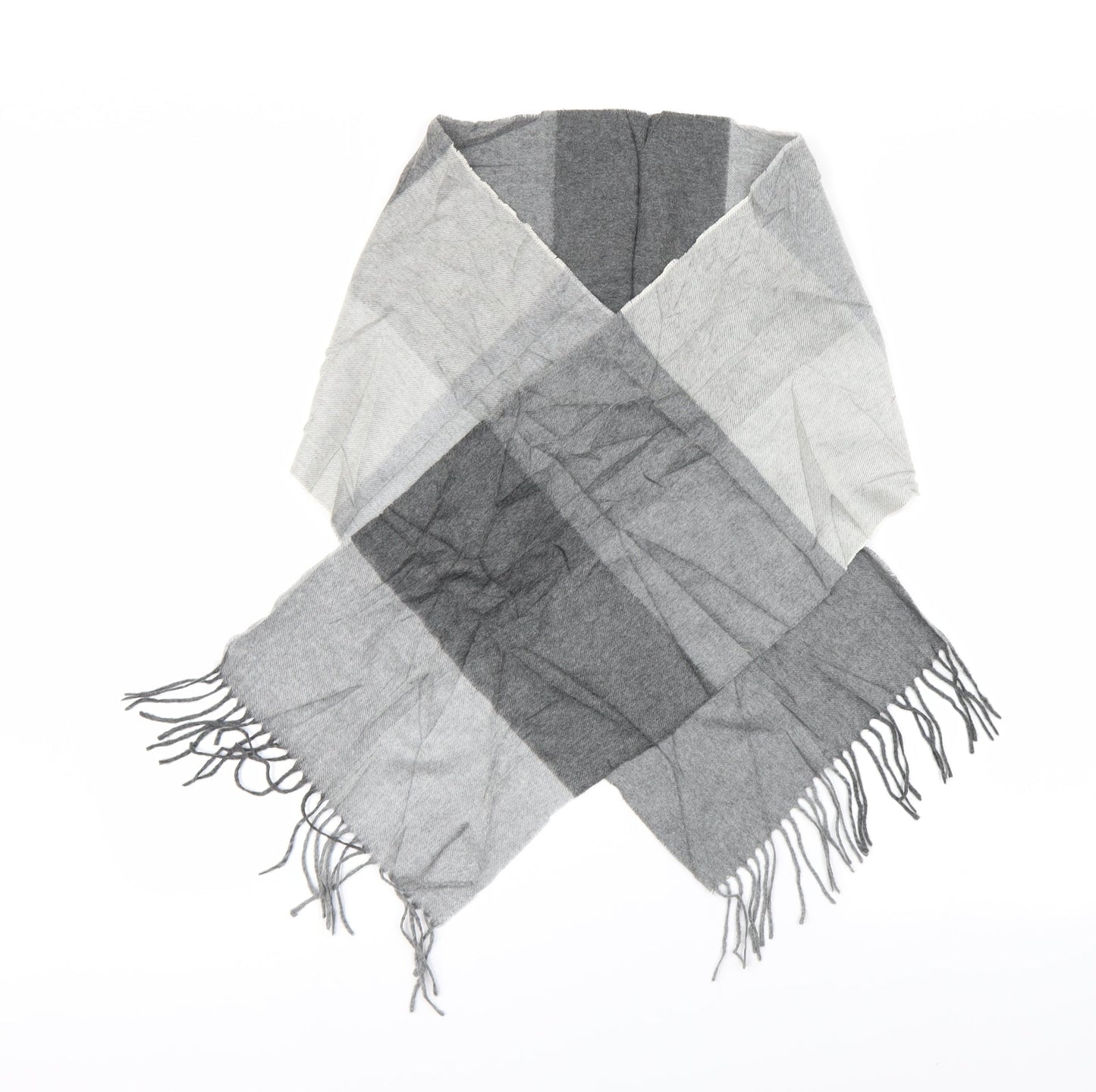 Preworn Unisex Grey Check Fleece  Scarf