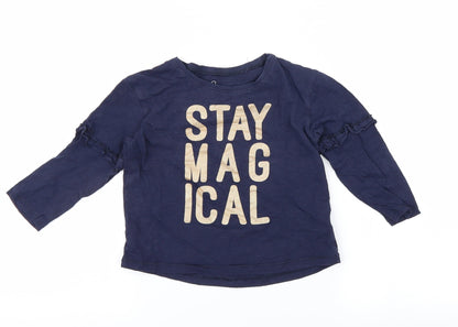 NEXT Girls Blue   Basic T-Shirt Size 2-3 Years  - Stay Magical