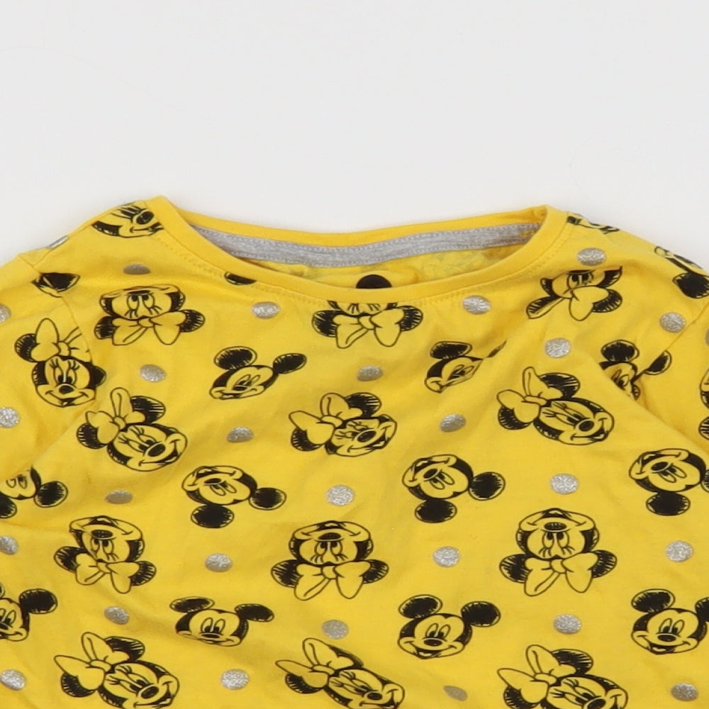 Disney Girls Yellow Animal Print  Basic T-Shirt Size 2 Years  - minnie