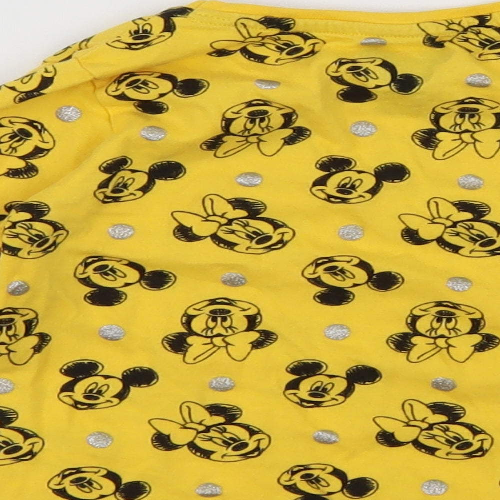 Disney Girls Yellow Animal Print  Basic T-Shirt Size 2 Years  - minnie