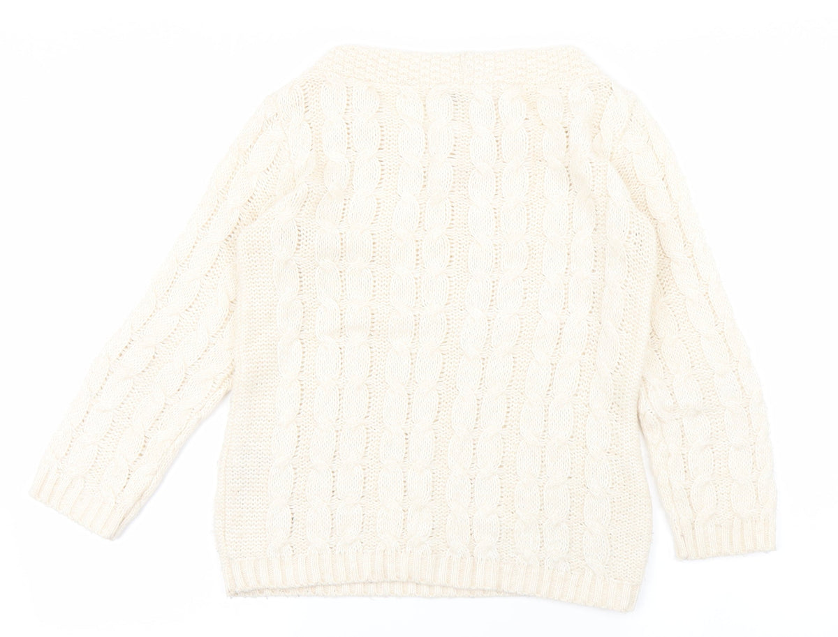 Back view of Miss Selfridge women’s white jumper, size UK 6