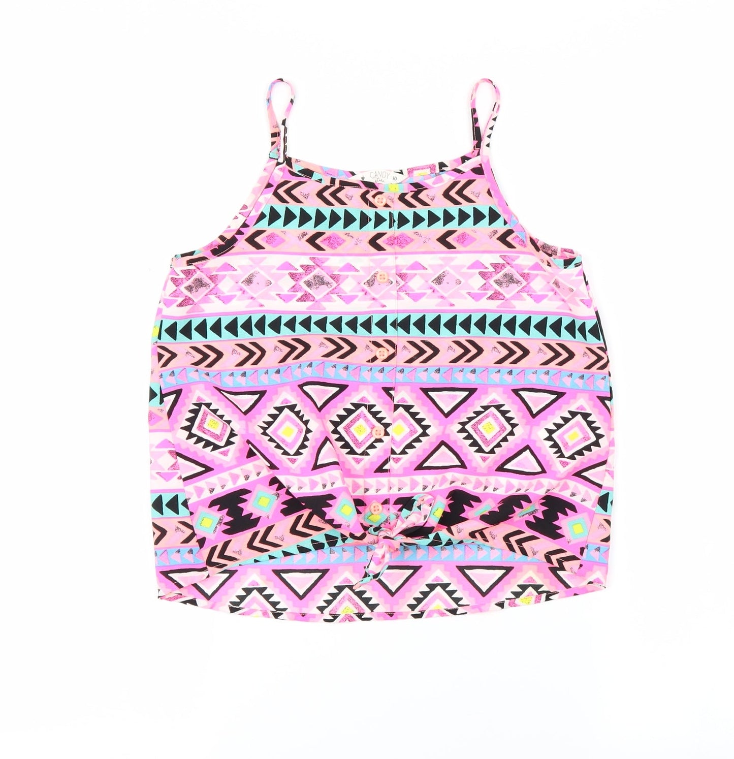 Primark Girls Pink Argyle/Diamond  Cropped Blouse Size 10 Years