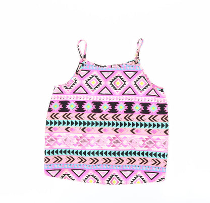 Primark Girls Pink Argyle/Diamond  Cropped Blouse Size 10 Years