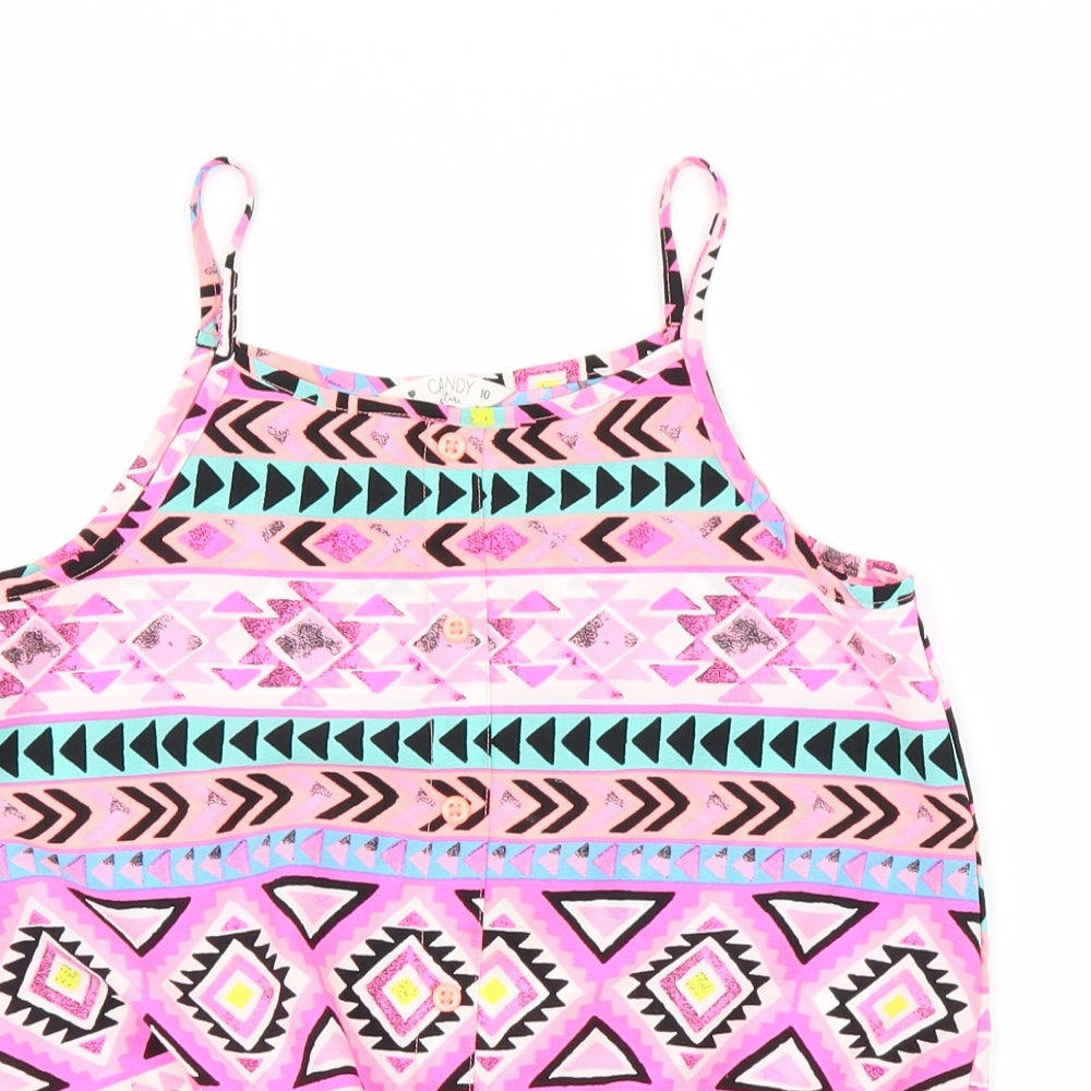 Primark Girls Pink Argyle/Diamond  Cropped Blouse Size 10 Years