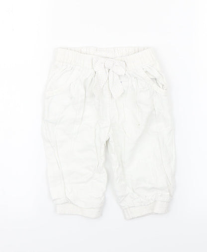 Preworn Girls White Floral  Bloomer Trousers Size 2-3 Years