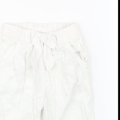 Preworn Girls White Floral  Bloomer Trousers Size 2-3 Years