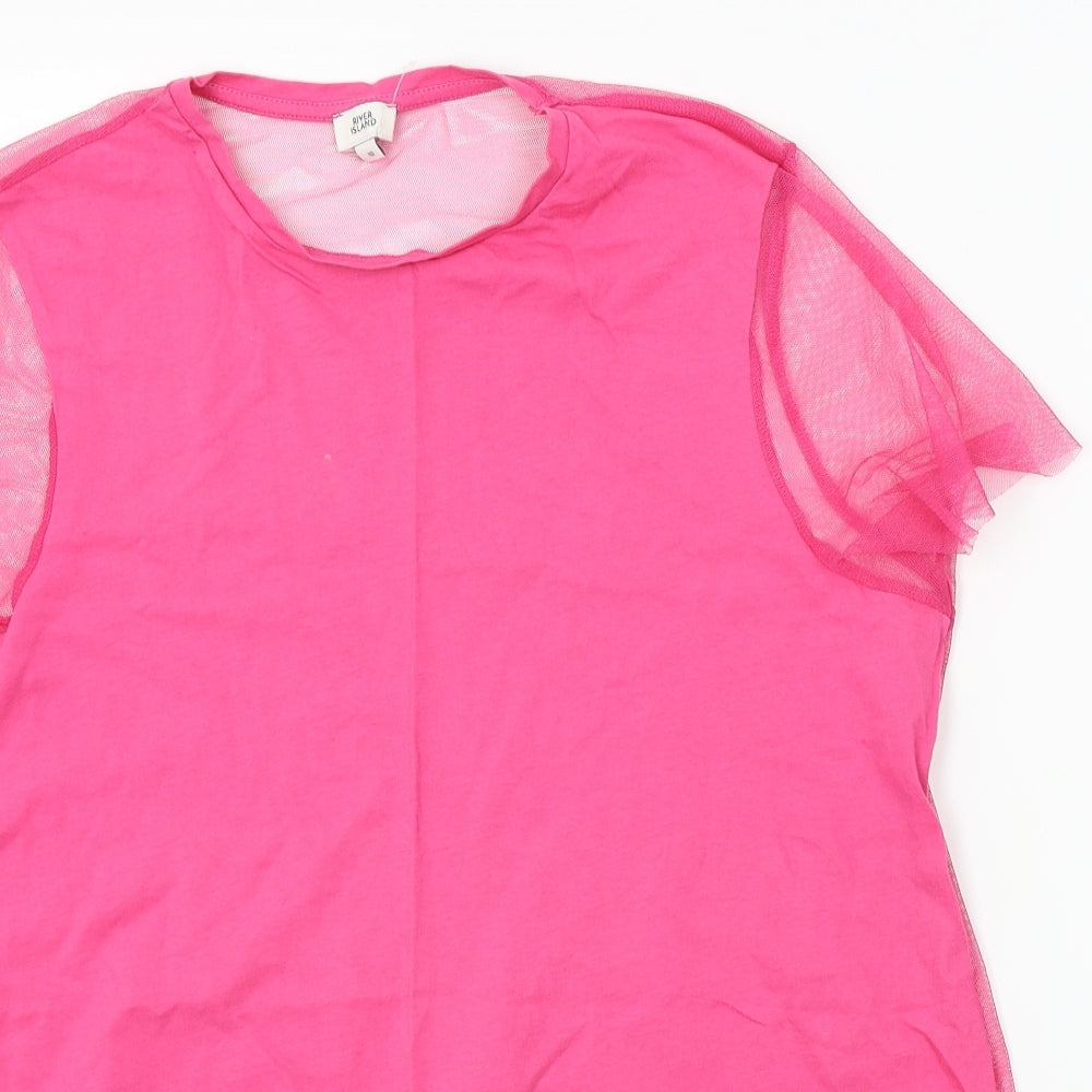 Womens UK Size 10 River Island Pink Basic Blouse