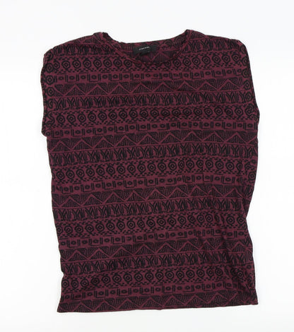 Atmosphere Womens Red Fair Isle  Basic T-Shirt Size 10