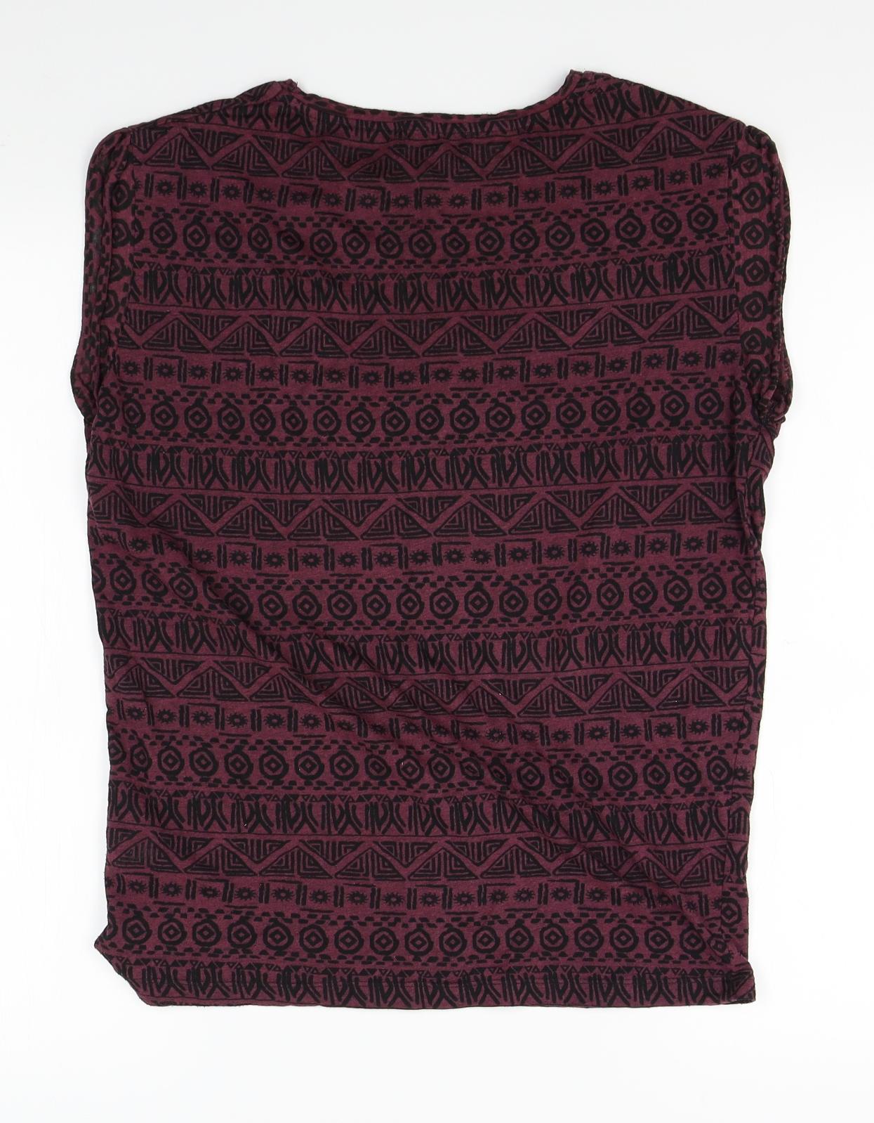 Atmosphere Womens Red Fair Isle  Basic T-Shirt Size 10