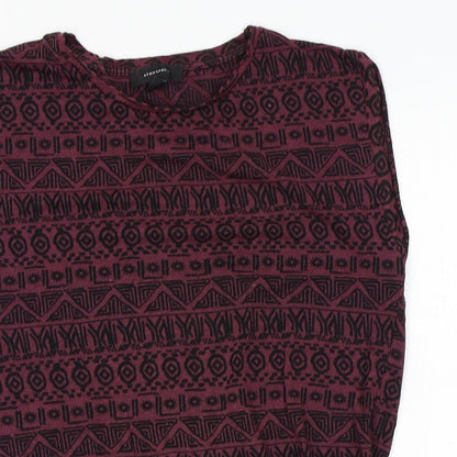 Atmosphere Womens Red Fair Isle  Basic T-Shirt Size 10