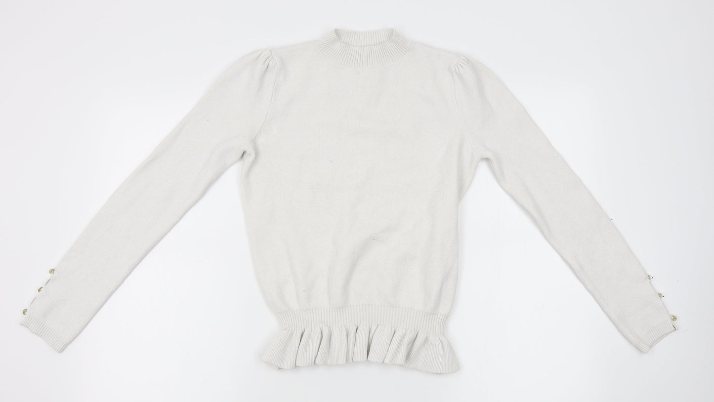 Mademoiselle Womens White   Pullover Jumper Size S