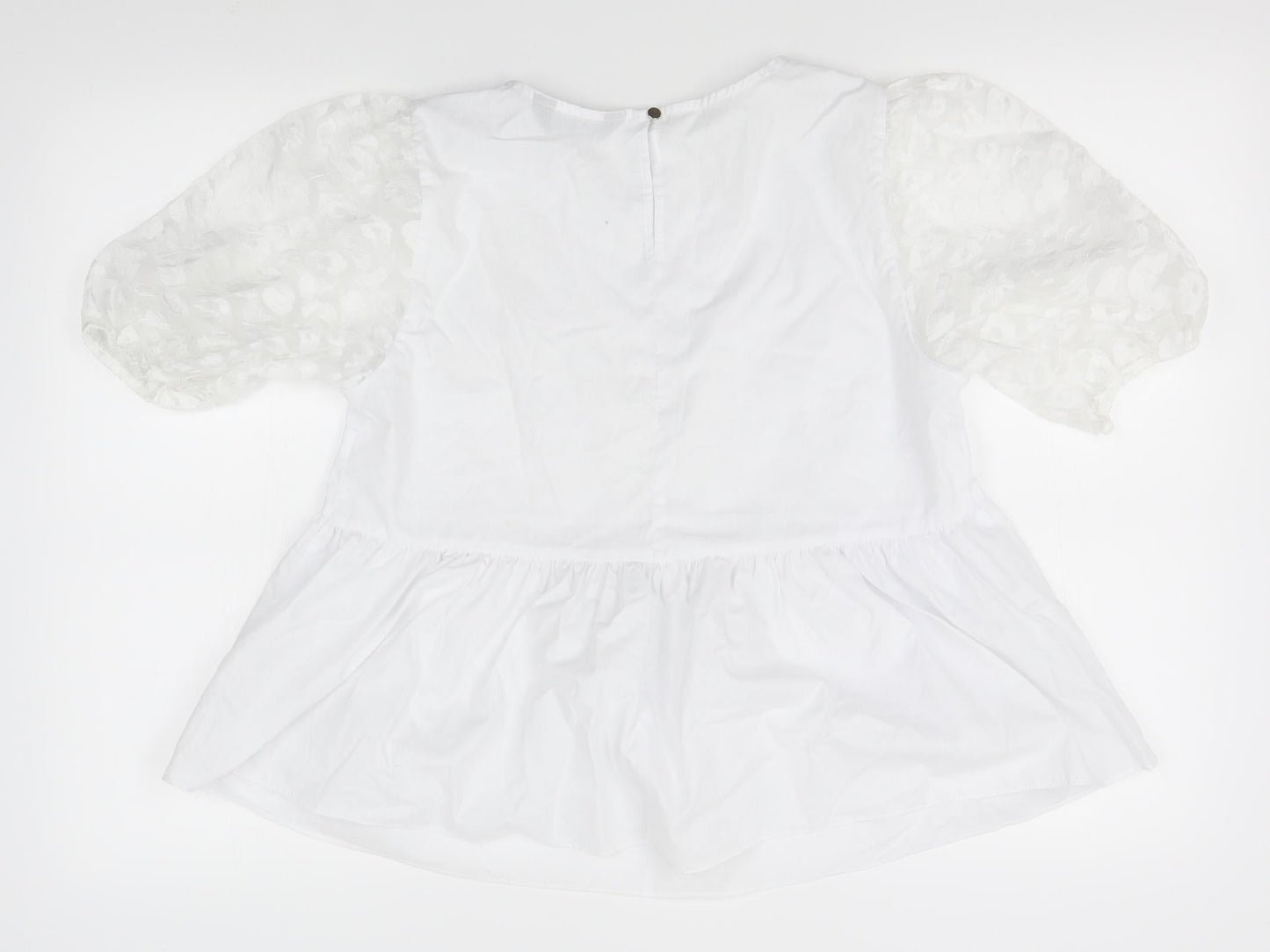 F&F Womens White   Basic Blouse Size 10  - sheer shoulders