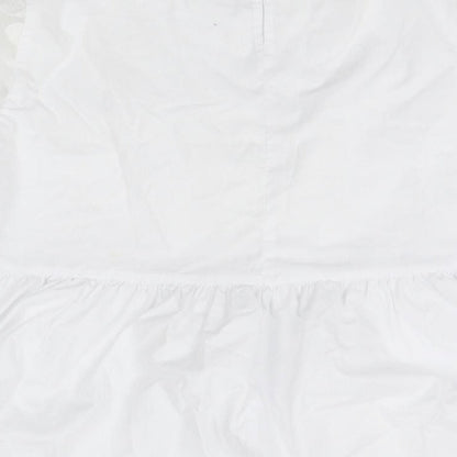 F&F Womens White   Basic Blouse Size 10  - sheer shoulders