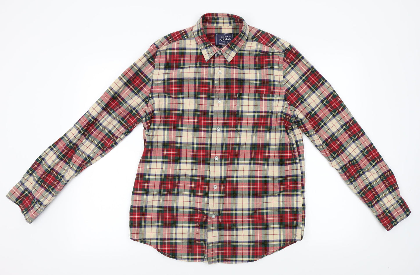 Mens UK Size M Topman Red  Button-Up Long Sleeve Casual Shirt