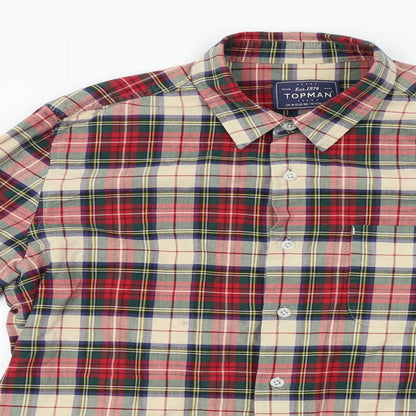 Mens UK Size M Topman Red  Button-Up Long Sleeve Casual Shirt