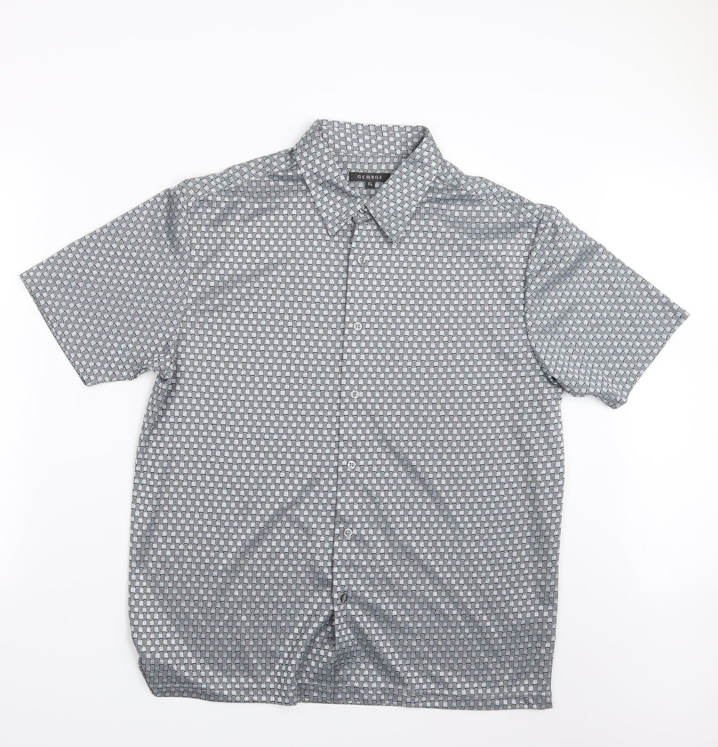 George Mens Silver    Button-Up Size XL