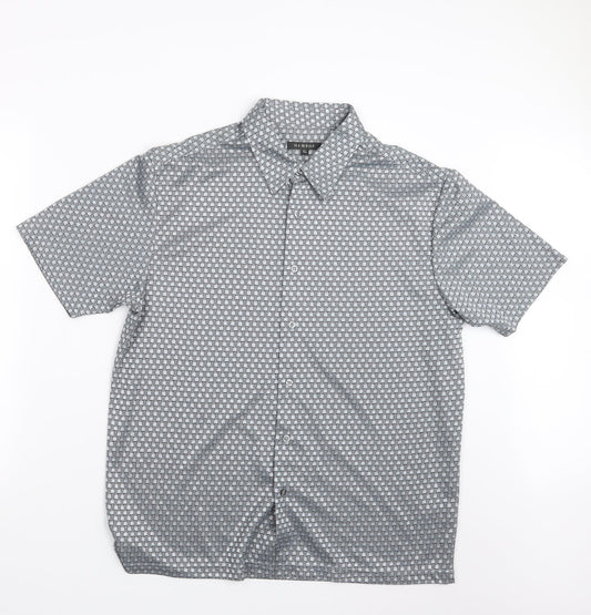 George Mens Silver    Button-Up Size XL