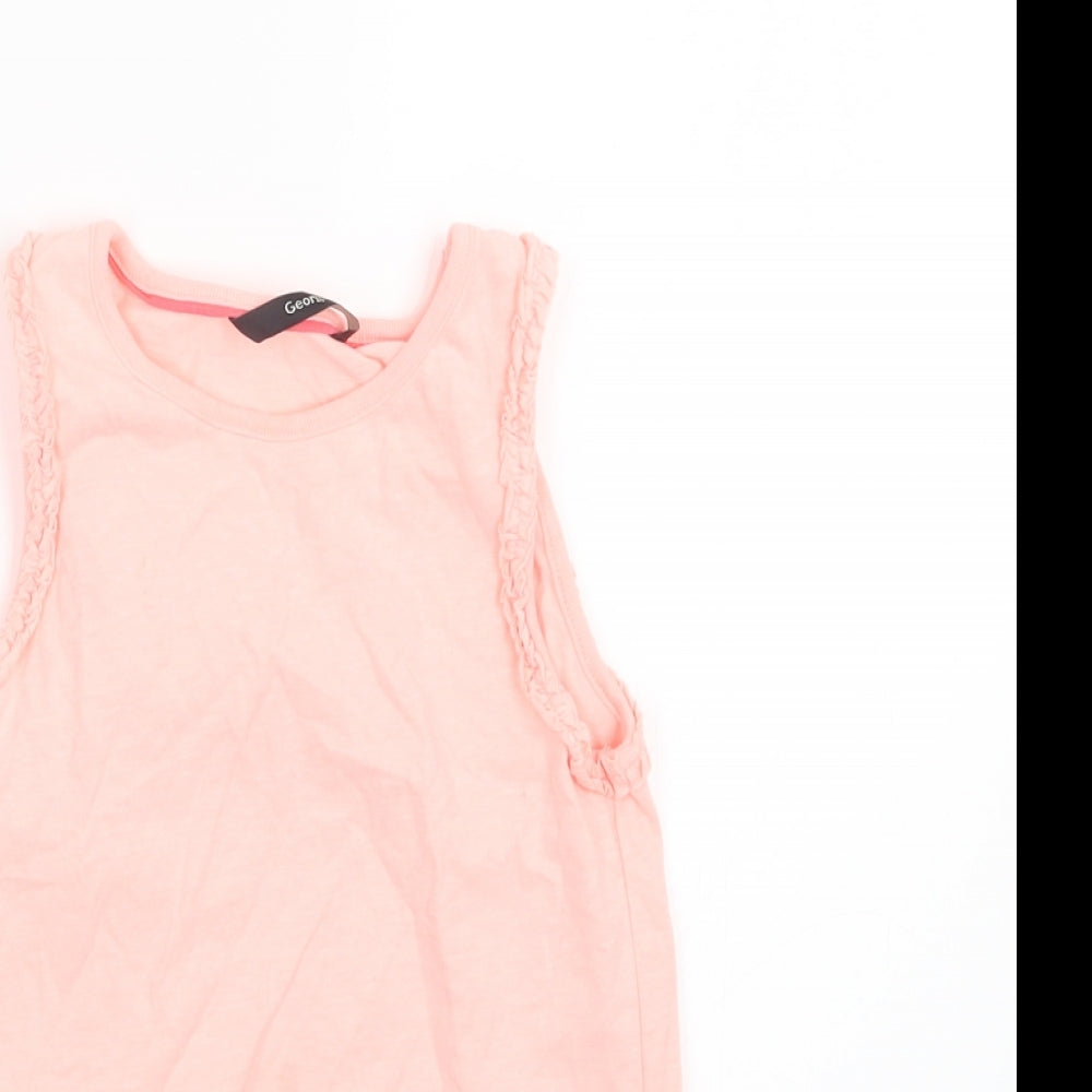 George Girls Pink   Basic T-Shirt Size 7-8 Years