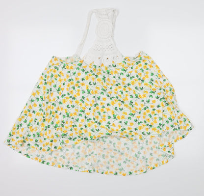 F&F Womens White Floral Jersey Basic Tank Size 12