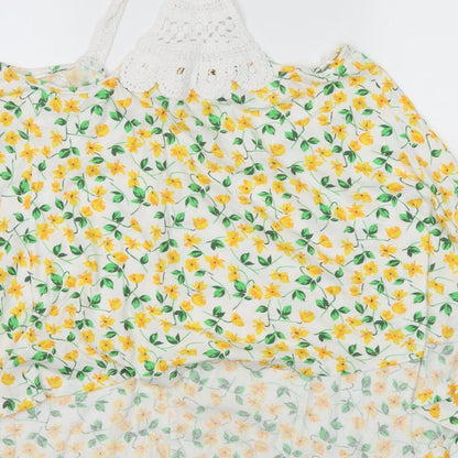 F&F Womens White Floral Jersey Basic Tank Size 12