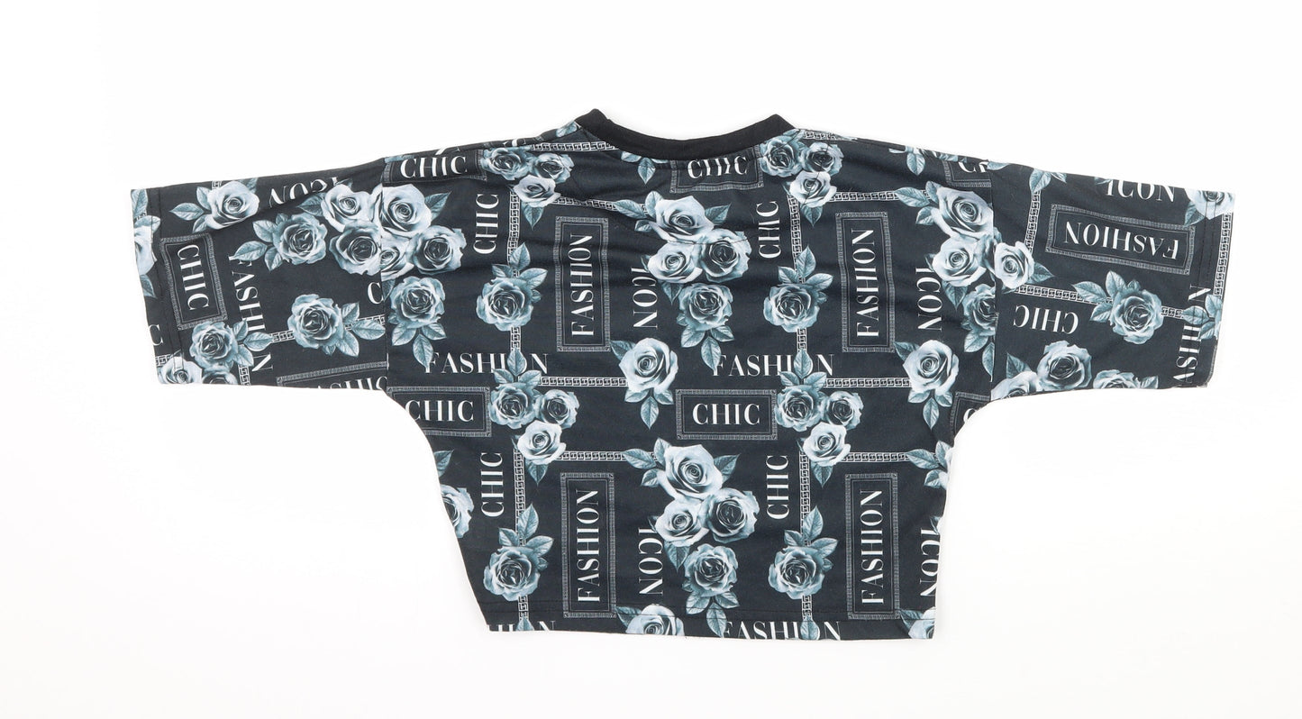 Studio Girls Black Geometric Jersey Basic T-Shirt Size 10-11 Years  - Chic Fashion