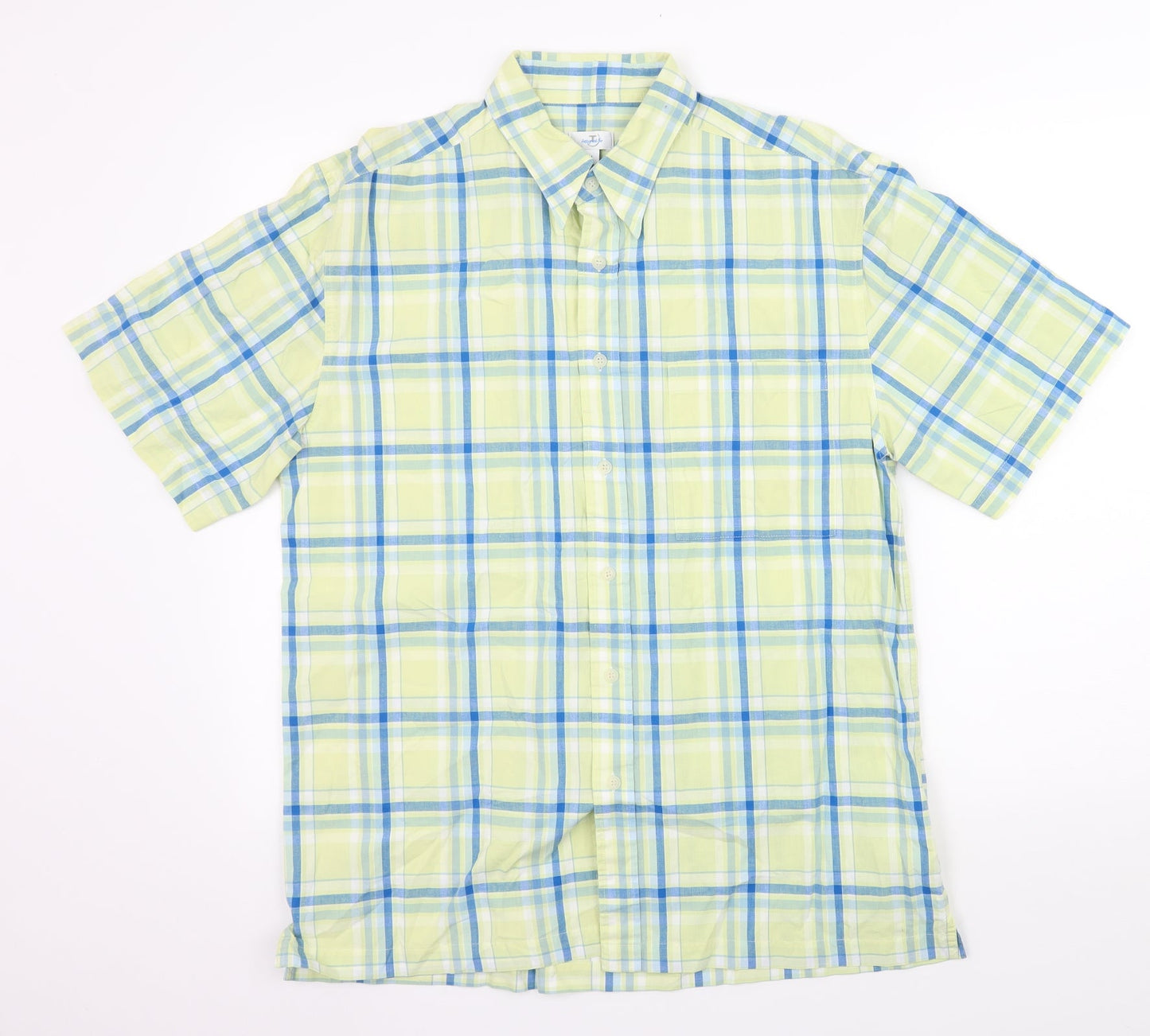 Tesco Mens Green Plaid   Button-Up Size M