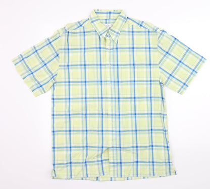 Tesco Mens Green Plaid   Button-Up Size M