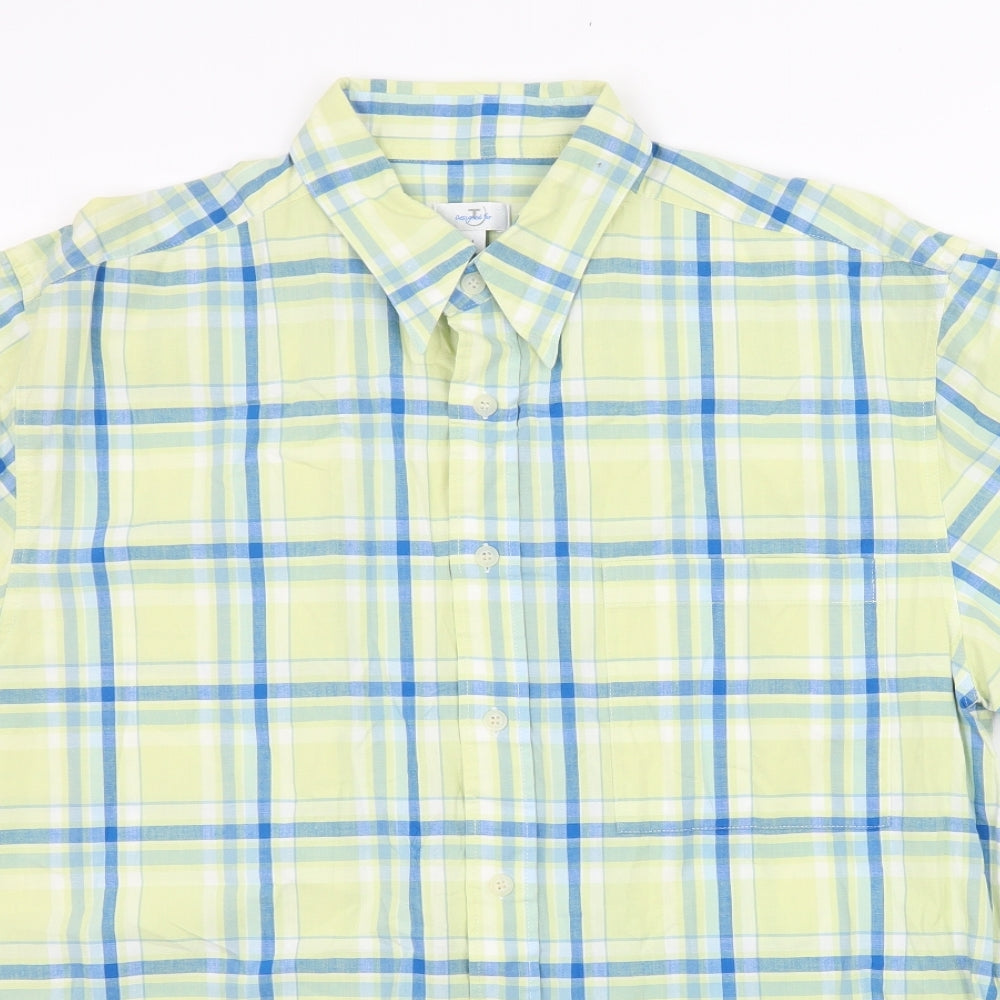 Tesco Mens Green Plaid   Button-Up Size M