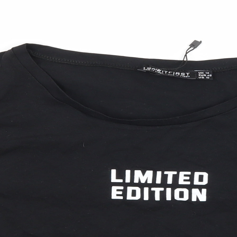 Womens UK Size 14 I SAW IT FIRST Black Basic T-Shirt