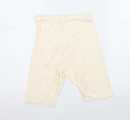 PRETTYLITTLETHING Womens Ivory  Jersey Compression Shorts Size 8