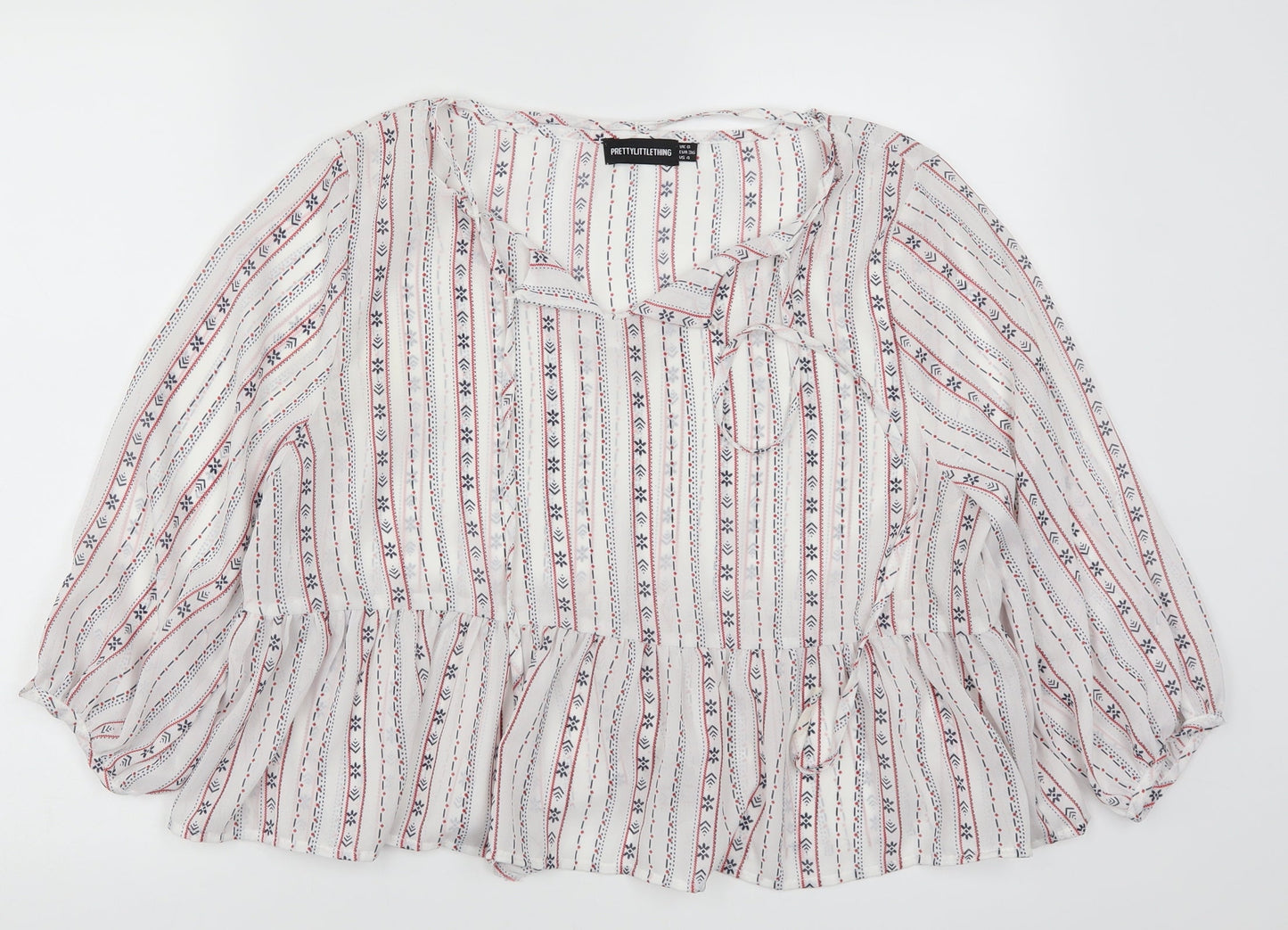 Womens UK Size 8 PRETTYLITTLETHING White Basic Blouse