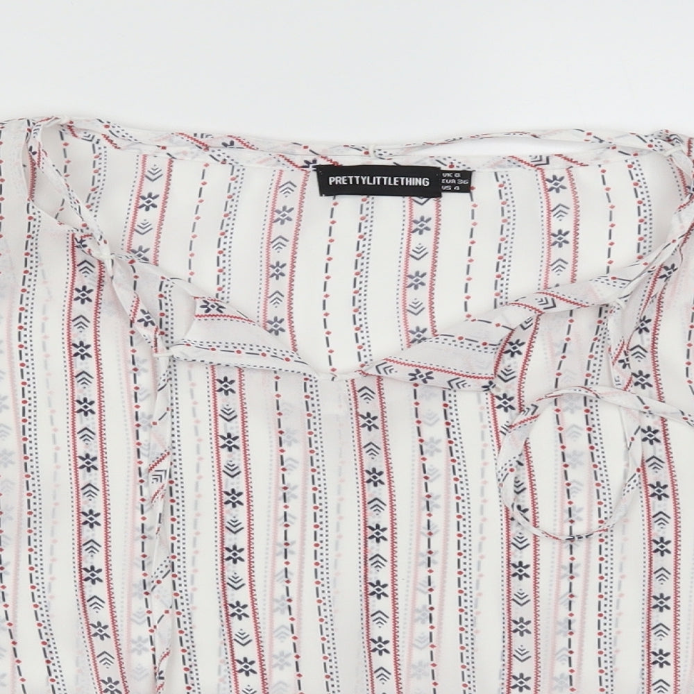 Womens UK Size 8 PRETTYLITTLETHING White Basic Blouse