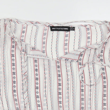 Womens UK Size 8 PRETTYLITTLETHING White Basic Blouse