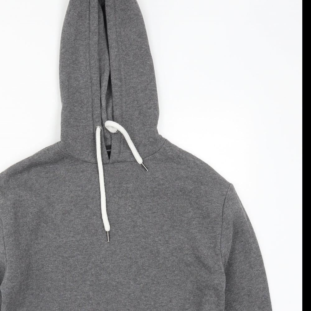 Close-up detail of Atmosphere women’s grey pullover hoodie, size UK 4