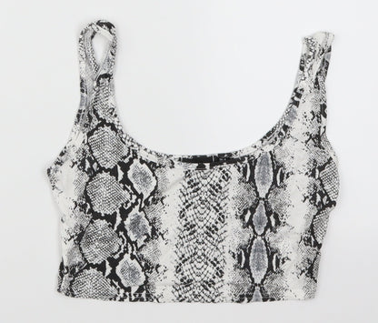 Womens UK Size 8 PRETTYLITTLETHING Grey Cropped Tank