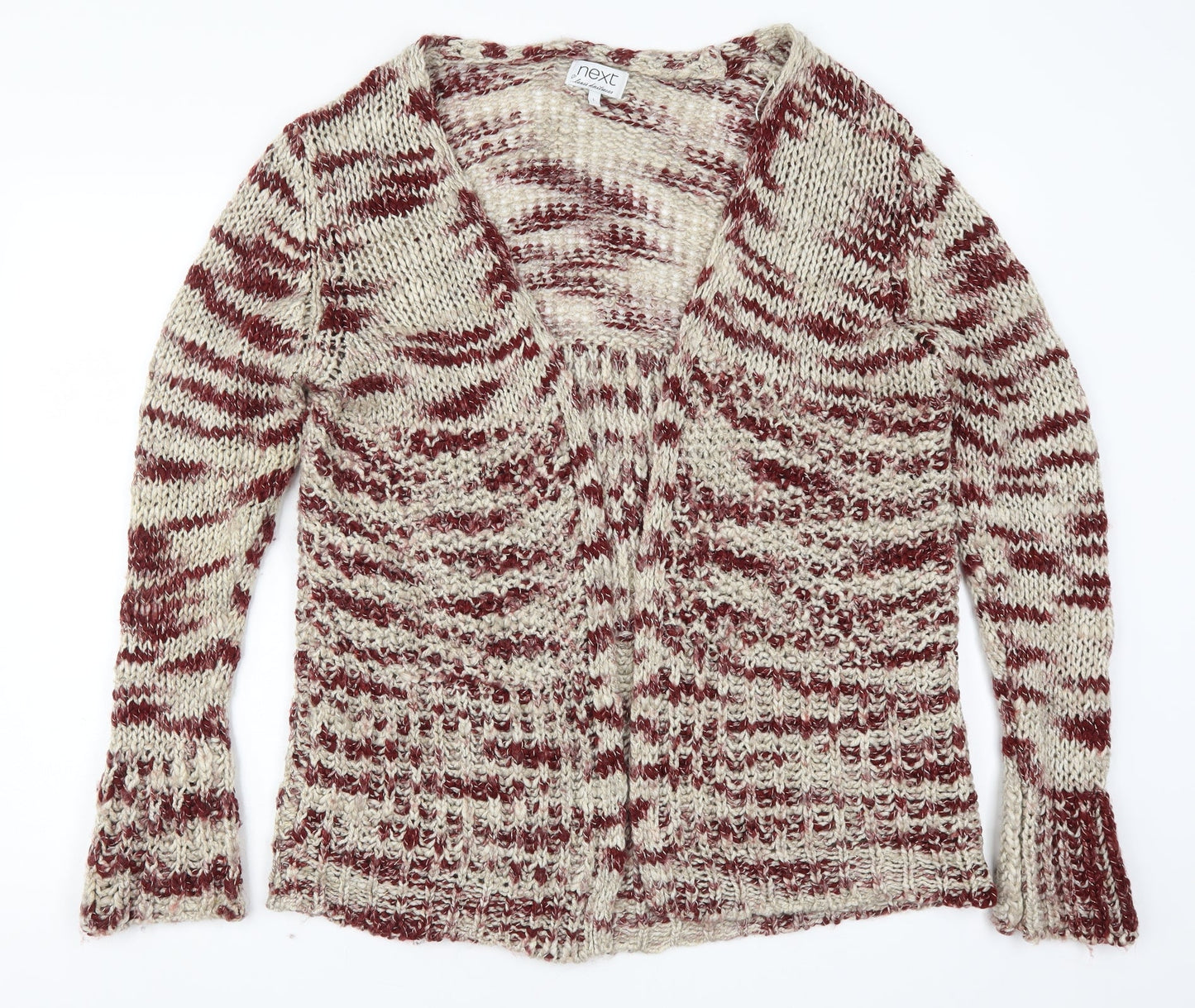 NEXT Womens Red Striped Knit Cardigan Jumper Size L