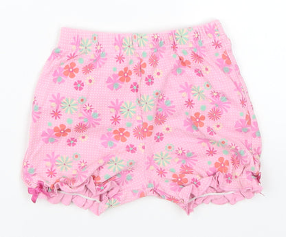 Mini Mode Girls Pink Floral  Cropped Trousers Size 9-12 Months