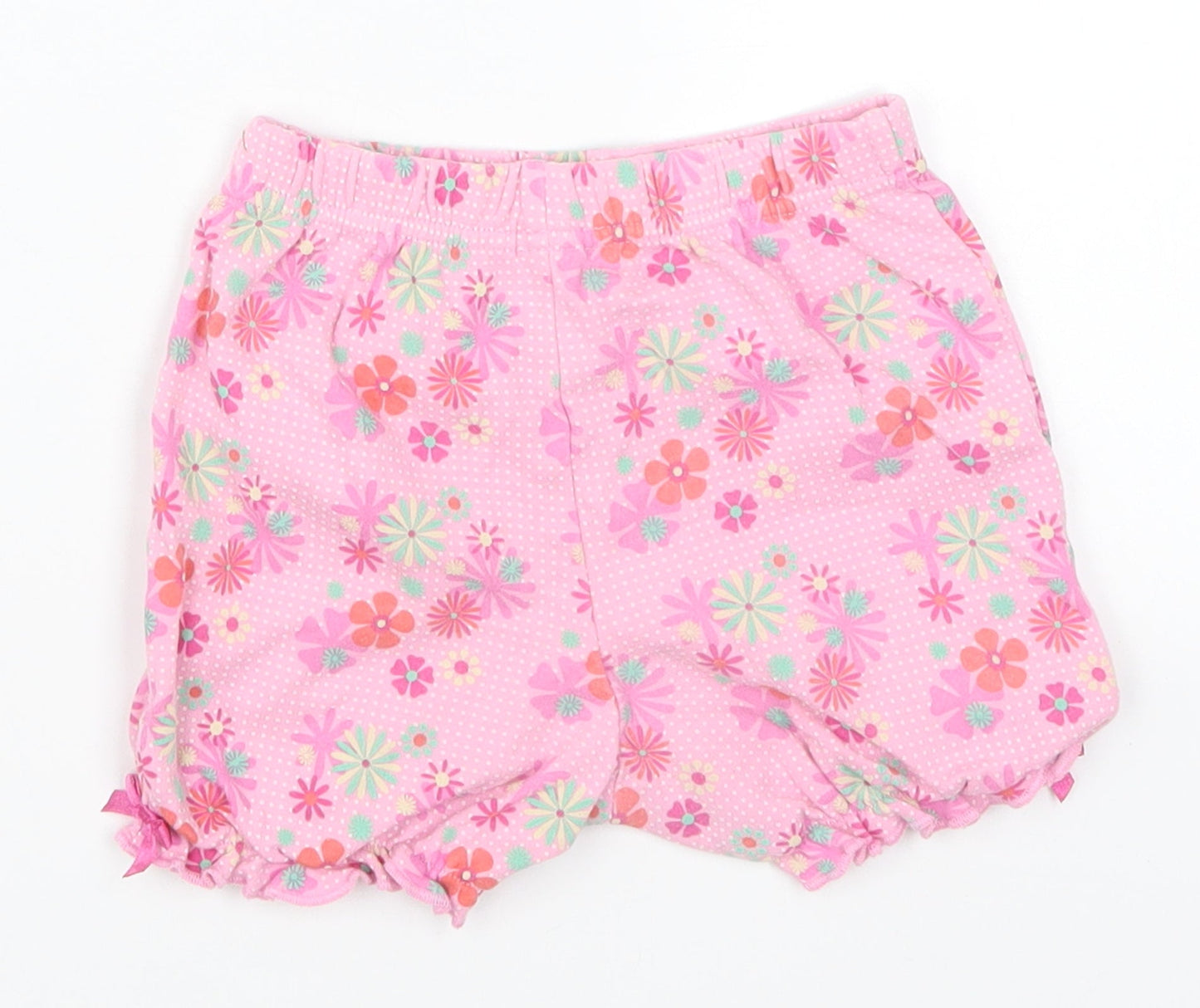 Mini Mode Girls Pink Floral  Cropped Trousers Size 9-12 Months