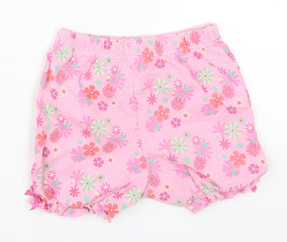 Mini Mode Girls Pink Floral  Cropped Trousers Size 9-12 Months