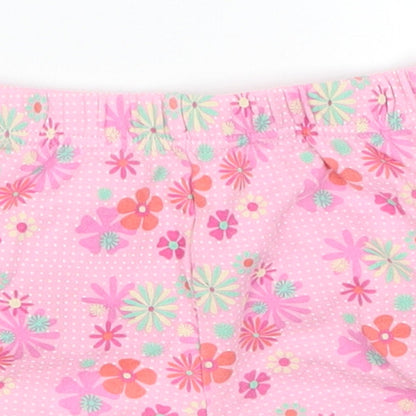 Mini Mode Girls Pink Floral  Cropped Trousers Size 9-12 Months
